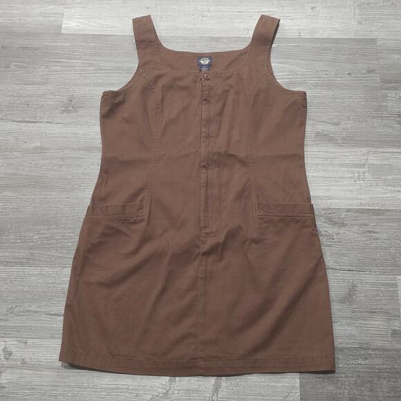 Vintage Dockers Brown Sleeveless Dress Zip Front & Pockets - Picture 1 of 8